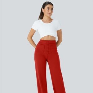 HALARA High Red Waisted Button Straight Leg Pants ✨🍒